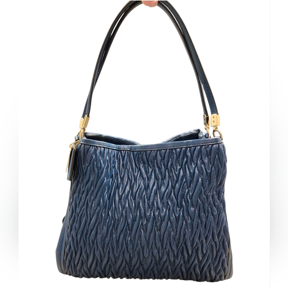 COACH 2013 Madison Phoebe Teal Gathered Twist Leather Shoulder Bag - Picture 2 of 14